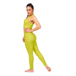 Load image into Gallery viewer, Lime Green High Waisted Crossover Leggings with Pockets
