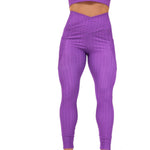 Load image into Gallery viewer, Dahlia Purple High Waisted Crossover Leggings with Pockets
