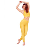 Load image into Gallery viewer, Daffodil Yellow High Waisted Crossover Leggings with Pockets
