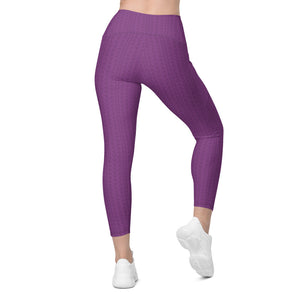 Dahlia Purple High Waisted Crossover Leggings with Pockets