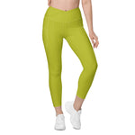 Load image into Gallery viewer, Lime Green High Waisted Crossover Leggings with Pockets
