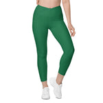 Load image into Gallery viewer, Amazon Green High Waisted Crossover Leggings with Pockets
