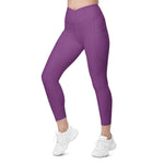 Load image into Gallery viewer, Dahlia Purple High Waisted Crossover Leggings with Pockets
