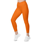 Load image into Gallery viewer, Tiger Orange High Waisted Crossover Leggings with Pockets
