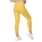Load image into Gallery viewer, Samoa Yellow High Waisted Crossover Leggings with Pockets
