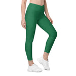 Load image into Gallery viewer, Amazon Green High Waisted Crossover Leggings with Pockets
