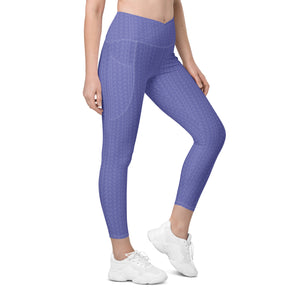 Lavender Bloom High Waisted Crossover Leggings with Pockets
