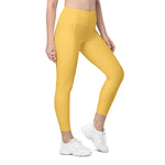 Load image into Gallery viewer, Samoa Yellow High Waisted Leggings with Pockets

